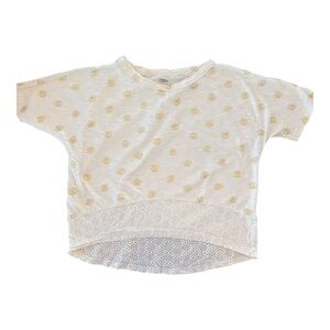 Old Navy Girls Embroidered Floral Top | Size M (8) | White with Gold Accents